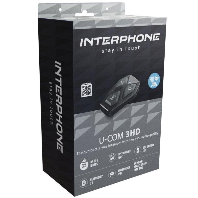 Bluetooth-headset til lukkede og åbne hjelme Interphone U-COM3 med HD-højttalere