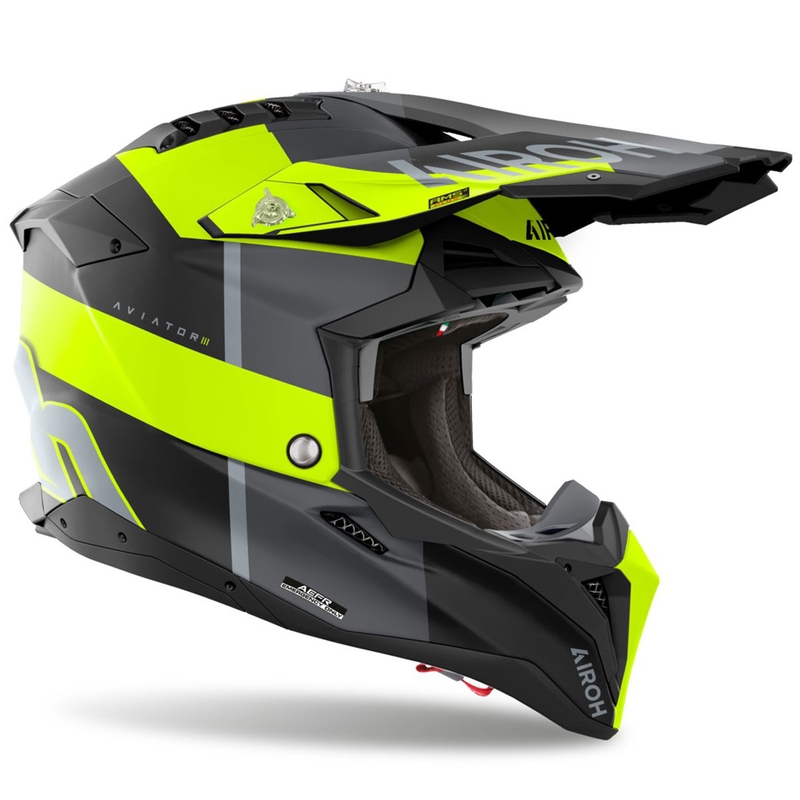 Airoh Aviator 3 Monarch motocross hjelm, mat gul