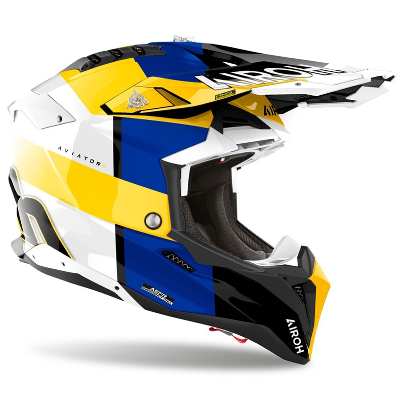 Airoh Aviator 3 Monarch motocrosshjelm blå-gul blank
