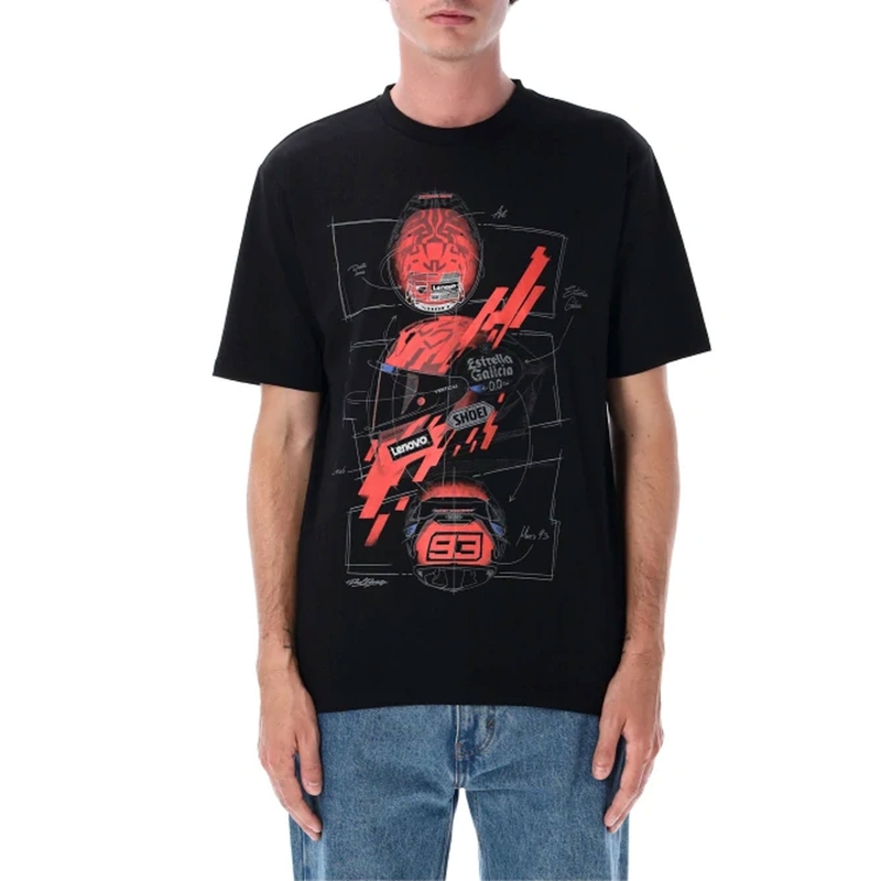 Ducati Marc Marquez T-shirt - hjelm MotoGP sort-rød