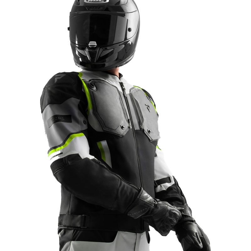 Rebelhorn Borg II motorcykeljakke sort-grå-fluo gul