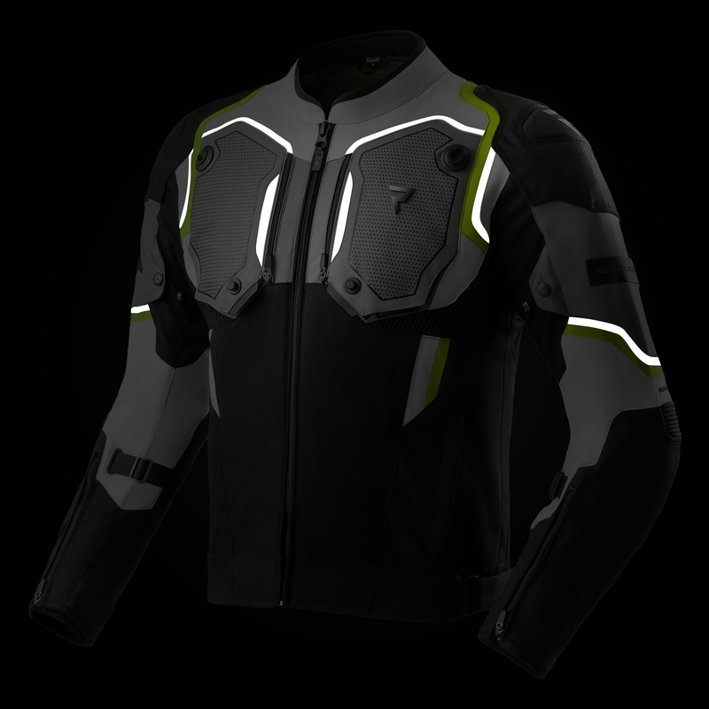 Rebelhorn Borg II motorcykeljakke sort-grå-fluo gul