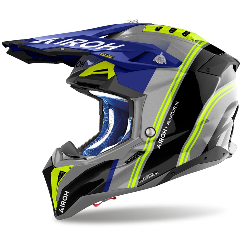 Motocross hjelm Airoh Aviator 3 Hima blå blank
