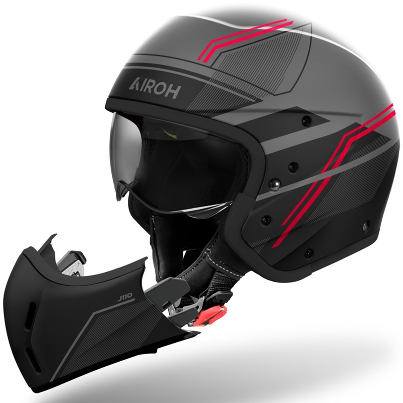 Modulær motorcykelhjelm Airoh J110 Slim mat rød