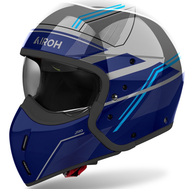 Modulær motorcykelhjelm Airoh J110 Slim blank blå