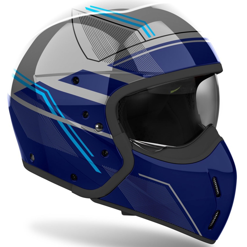 Modulær motorcykelhjelm Airoh J110 Slim blank blå