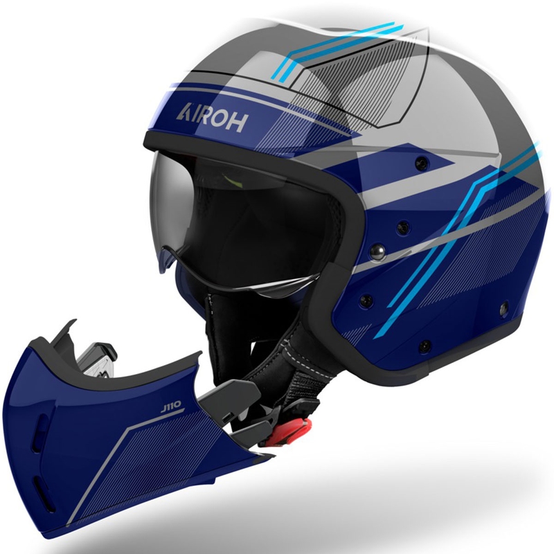 Modulær motorcykelhjelm Airoh J110 Slim blank blå