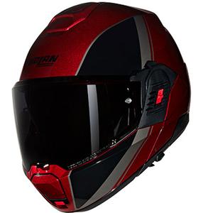 Flip-up motorcykelhjelm Nolan N120-1 Verniciatura Speciale N-COM 344 sort-rød