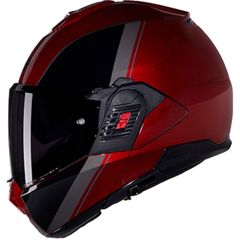 Flip-up motorcykelhjelm Nolan N120-1 Verniciatura Speciale N-COM 344 sort-rød