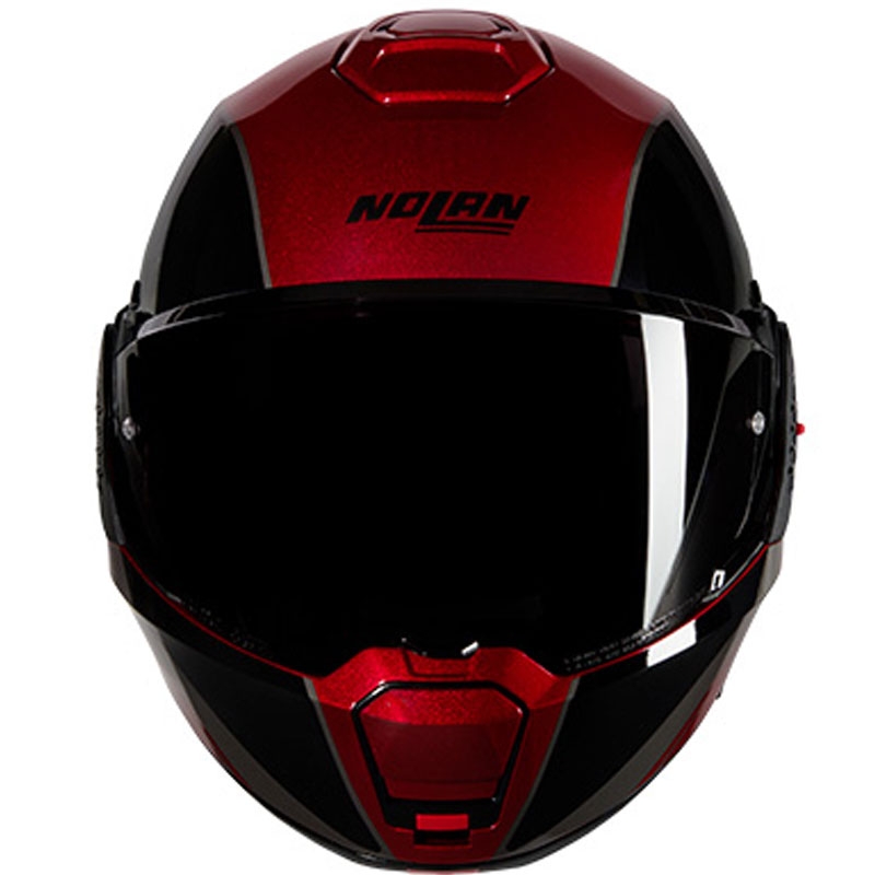 Flip-up motorcykelhjelm Nolan N120-1 Verniciatura Speciale N-COM 344 sort-rød