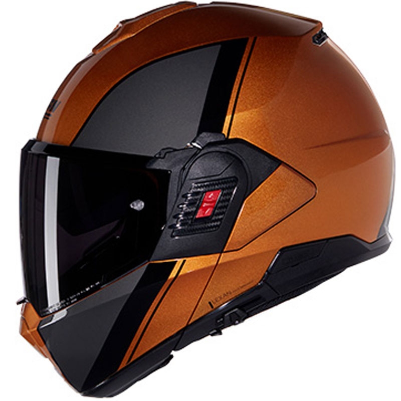 Flip-up motorcykelhjelm Nolan N120-1 Verniciatura Speciale N-COM 342 okker-sort