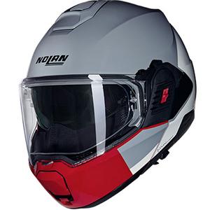 Flip-up motorcykelhjelm Nolan N120-1 Grafo N-COM 349 grå-hvid-rød