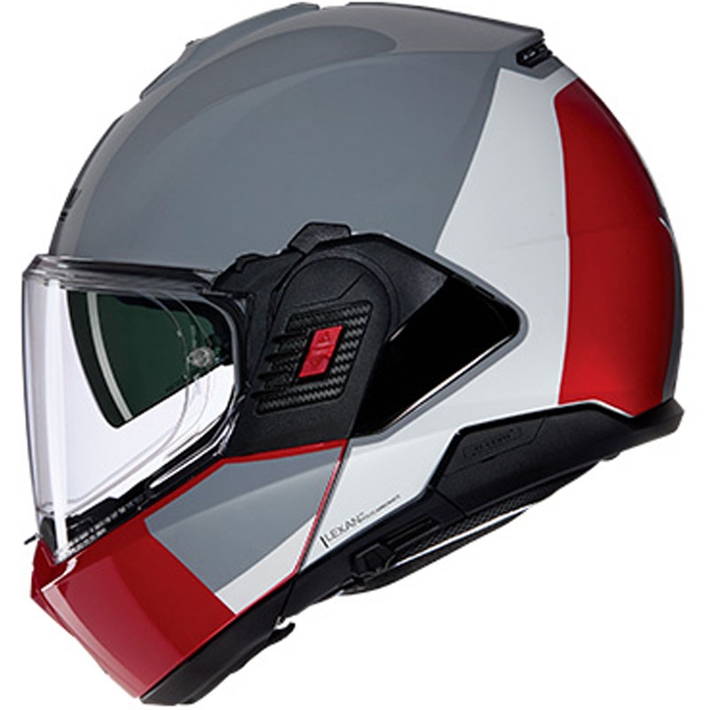Flip-up motorcykelhjelm Nolan N120-1 Grafo N-COM 349 grå-hvid-rød