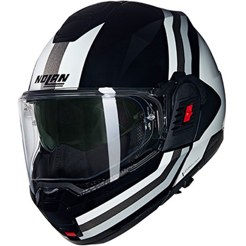 Flip-up motorcykelhjelm Nolan N120-1 Lineo N-COM 348 sort-hvid-sølv