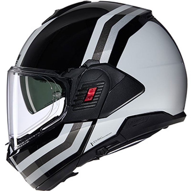 Flip-up motorcykelhjelm Nolan N120-1 Lineo N-COM 348 sort-hvid-sølv