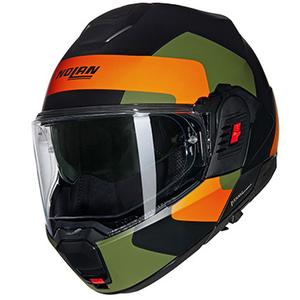 Flip-up motorcykelhjelm Nolan N120-1 Omocromo N-COM 345 sort-orange-grøn