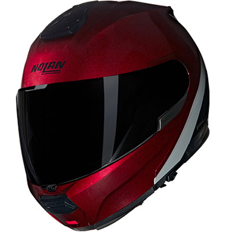 Flip-up motorcykelhjelm Nolan N100-6 Verniciatura Speciale N-COM 341 rød-sort