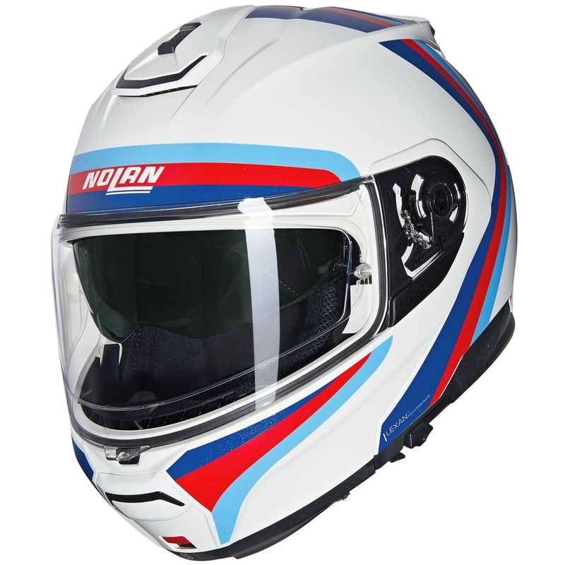 Flip-up motorcykelhjelm Nolan N100-6 Assoluto N-COM 347 hvid-rød-blå