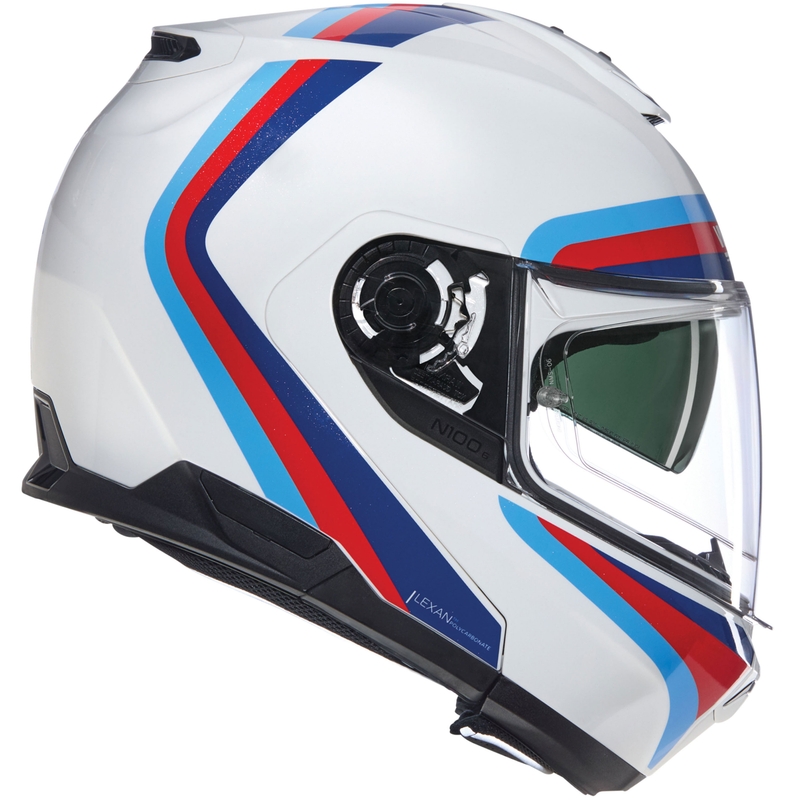 Flip-up motorcykelhjelm Nolan N100-6 Assoluto N-COM 347 hvid-rød-blå