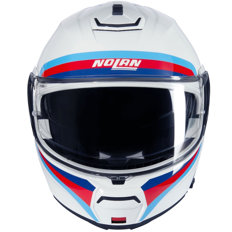 Flip-up motorcykelhjelm Nolan N100-6 Assoluto N-COM 347 hvid-rød-blå