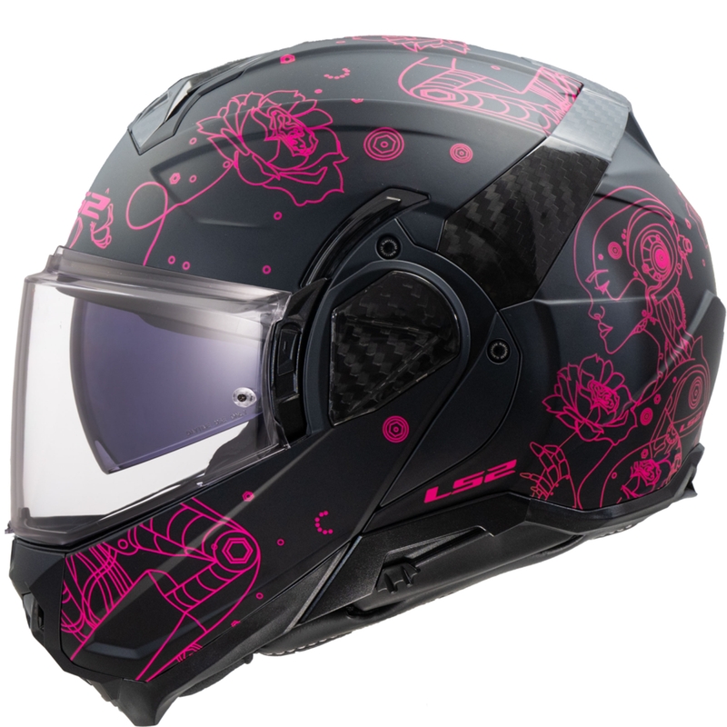 Flip-up motorcykelhjelm LS2 FF910 Advant II Sophia sort-pink