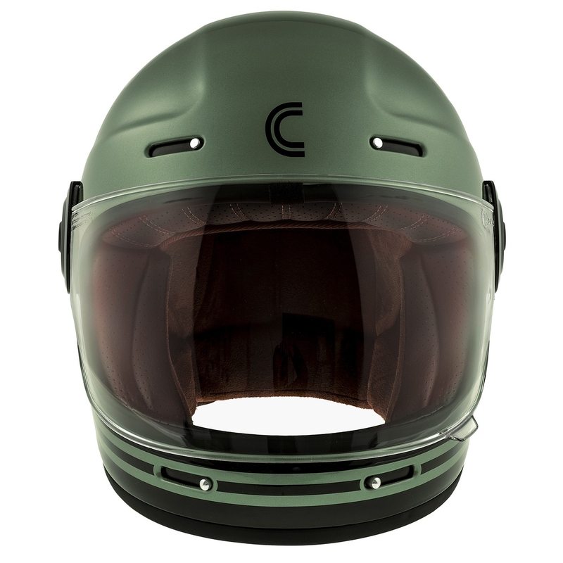 Cassida Fibre Super Hooligan fullface motorcykelhjelm sort-grøn  - II. kvalitet