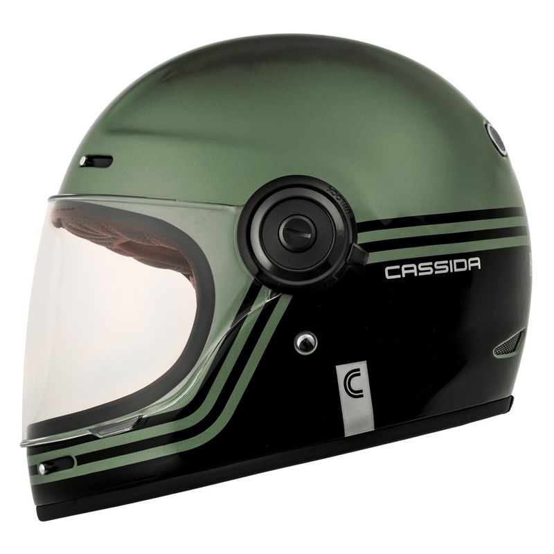 Cassida Fibre Super Hooligan fullface motorcykelhjelm sort-grøn  - II. kvalitet