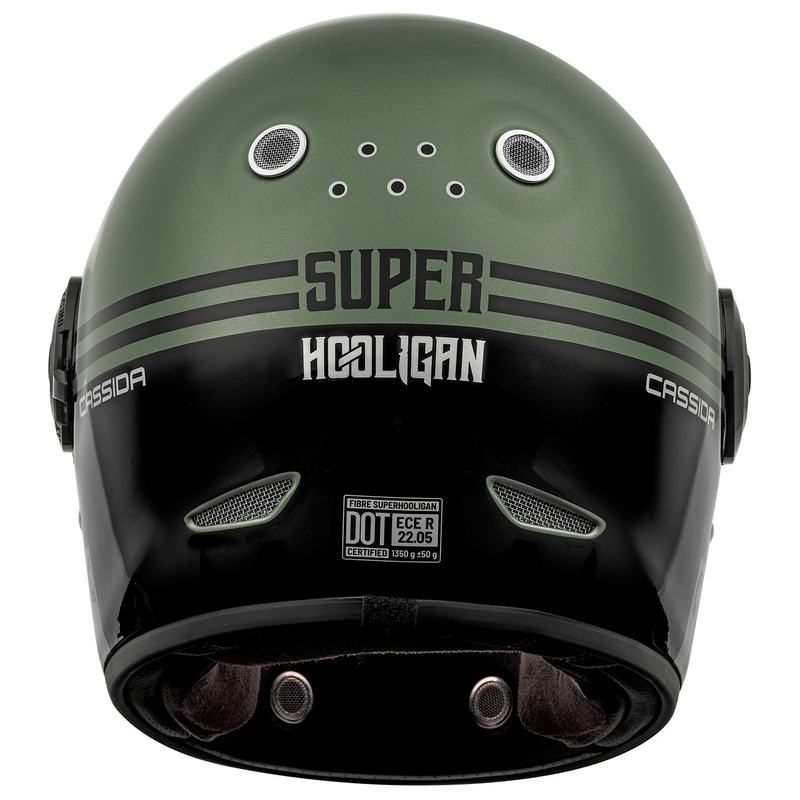 Cassida Fibre Super Hooligan fullface motorcykelhjelm sort-grøn  - II. kvalitet