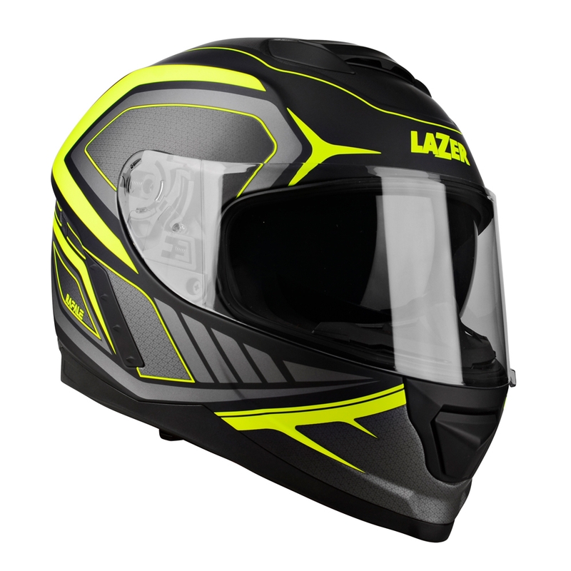 Integral motorcykelhjelm Lazer Rafale Hexa sort-fluogul udsalg