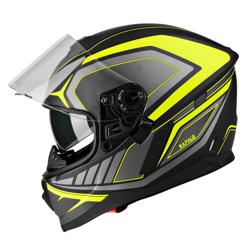 Integral motorcykelhjelm Lazer Rafale Hexa sort-fluogul udsalg