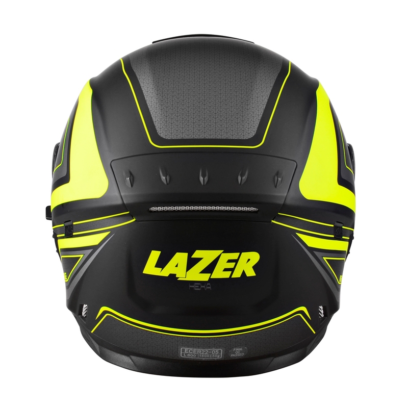 Integral motorcykelhjelm Lazer Rafale Hexa sort-fluogul udsalg
