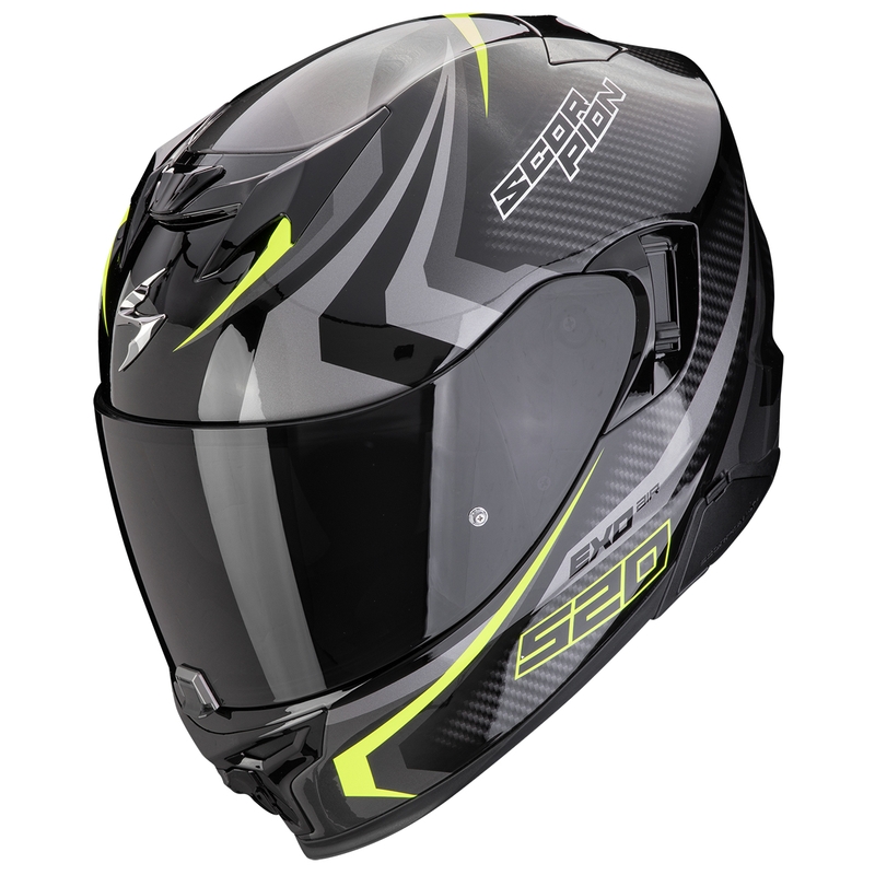 Scorpion EXO-520 EVO AIR TERRA integralhjelm sort-sølv-fluo gul udsalg