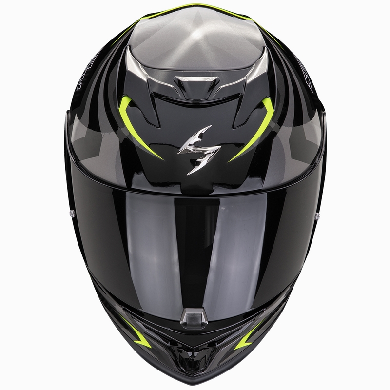 Scorpion EXO-520 EVO AIR TERRA integralhjelm sort-sølv-fluo gul udsalg