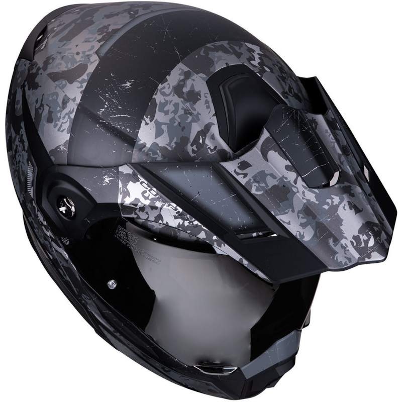 Výklopná enduro přilba Scorpion ADX-1 Battleflage černo-stříbrná výprodej