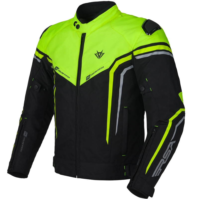 Motorcykeljakke RSA Compact 2 EVO sort-grå-fluo gul