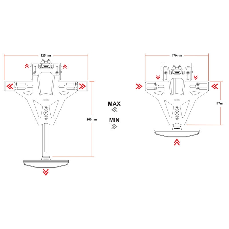 Nummerpladeholder inklusive belysning Highsider Akron-RS PRO BMW S 1000 RR sort