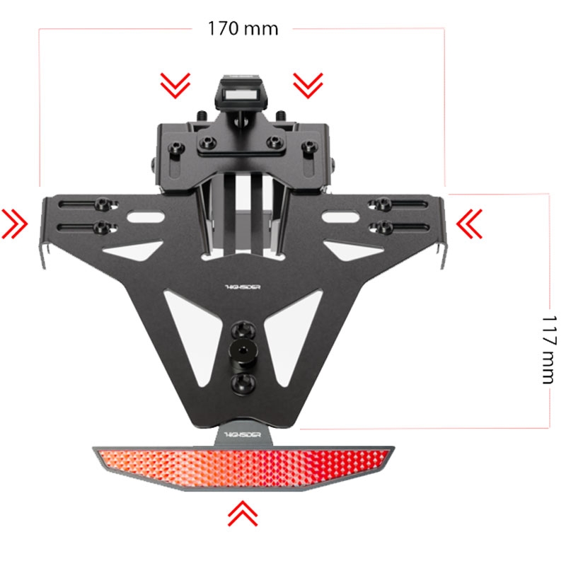 Nummerpladeholder med belysning Highsider Akron RS PRO Honda CB 500 sort
