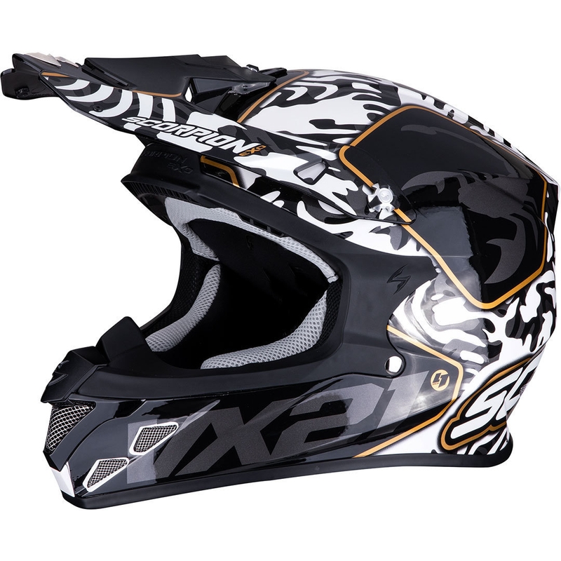 Motocrosshjelm Scorpion VX-21 Air Gnarly sort og hvid