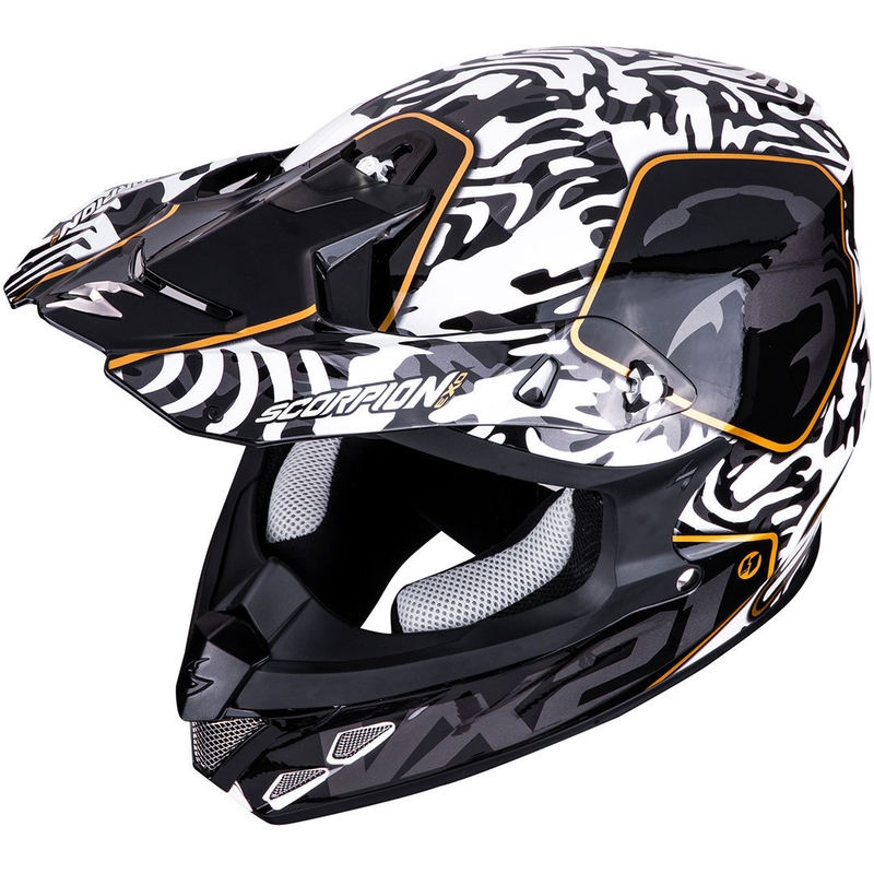 Motocrosshjelm Scorpion VX-21 Air Gnarly sort og hvid