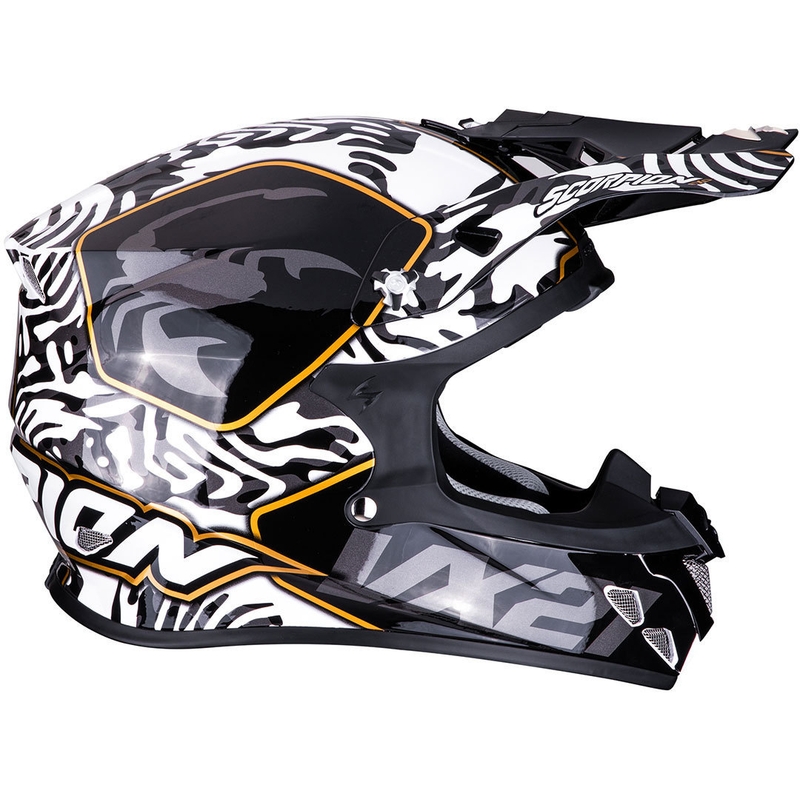 Motocrosshjelm Scorpion VX-21 Air Gnarly sort og hvid