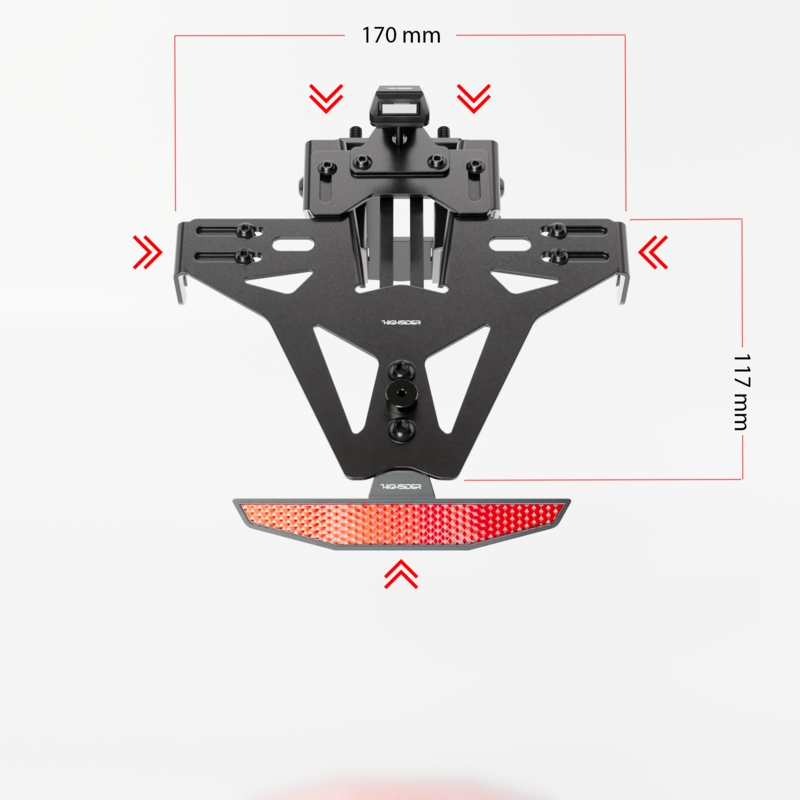 Nummerpladeholder med belysning Highsider Akron RS PRO Kawasaki Z 900, Z H2 sort