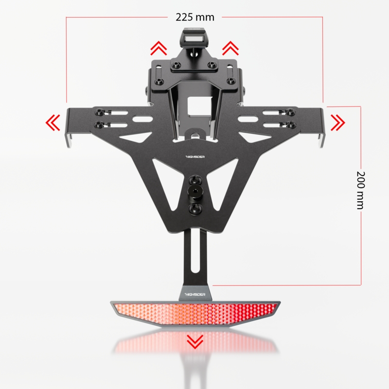 Nummerpladeholder med belysning Highsider Akron RS PRO Kawasaki Z 900, Z H2 sort