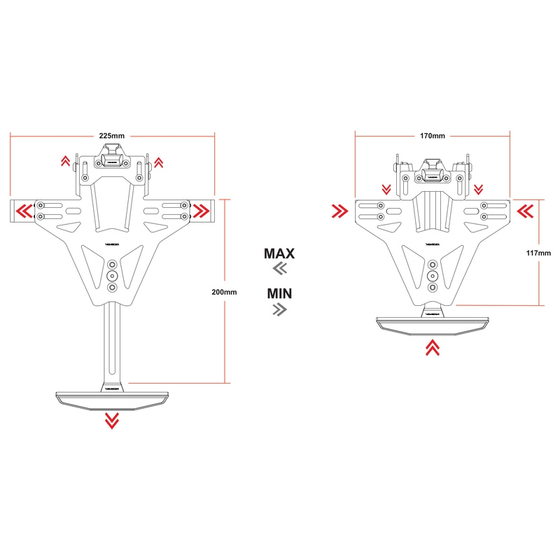 Nummerpladeholder med belysning Highsider Akron RS PRO Yamaha MT-09 sort