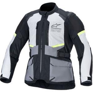 Alpinestars Andes Air Drystar motorcykeljakke lysegrå-mørkegrå-sort-fluo gul