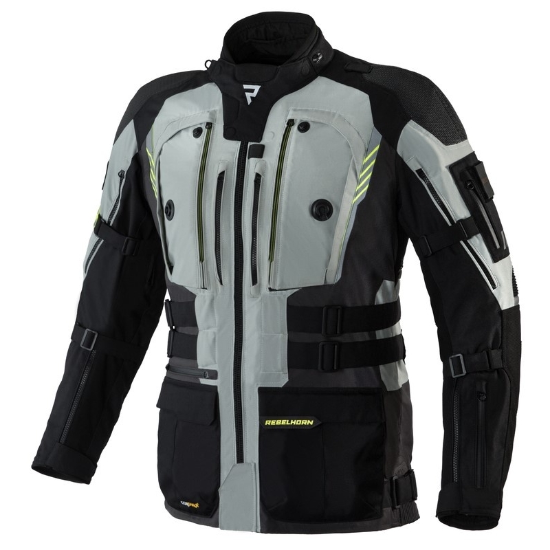 Motorcykeljakke Rebelhorn Patrol grå-sort-fluogul