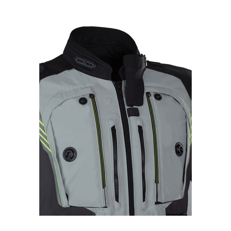 Motorcykeljakke Rebelhorn Patrol grå-sort-fluogul