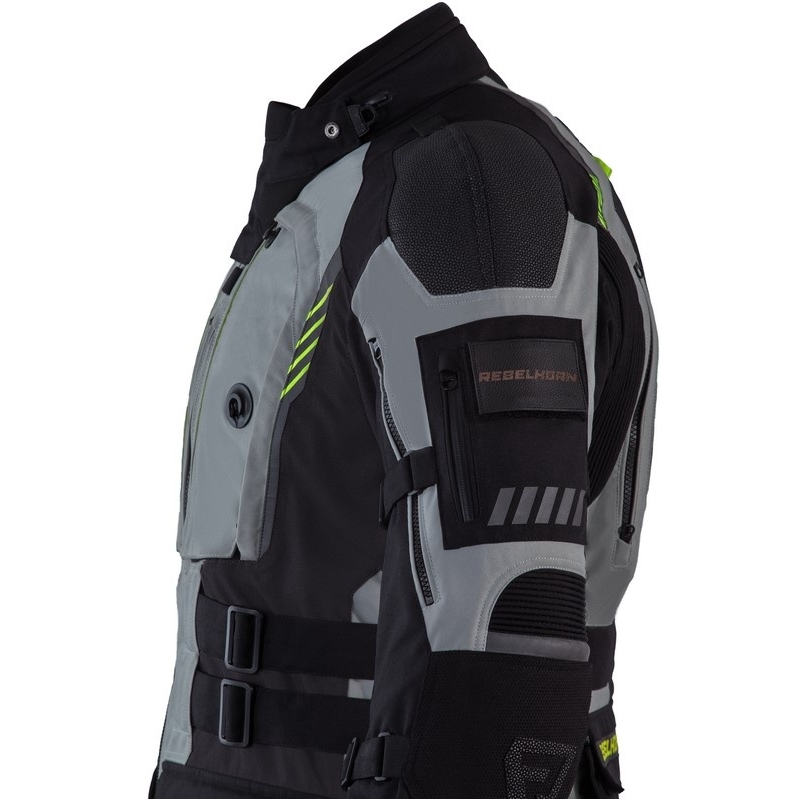 Motorcykeljakke Rebelhorn Patrol grå-sort-fluogul