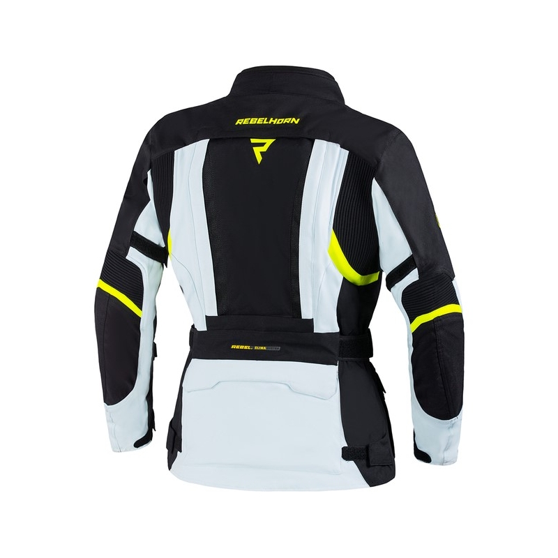 Rebelhorn Hardy II motorcykeljakke til kvinder, grå-sort-fluogul