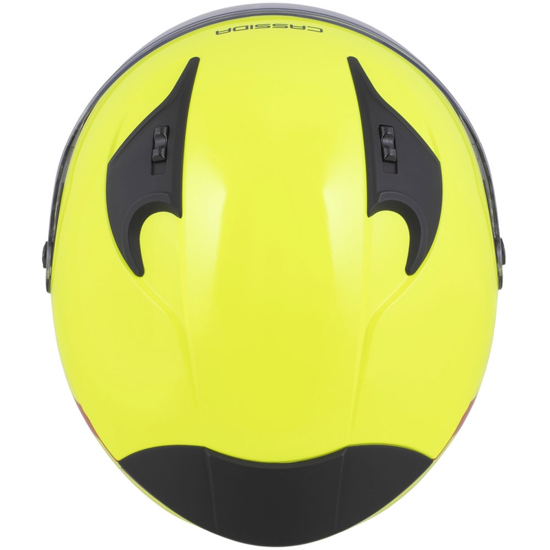 Cassida Reflex 2.0 Safety åben motorcykelhjelm fluo gul-rød-grå-reflekterende sølv