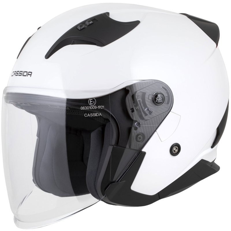 Cassida Reflex 2.0 Solid åben motorcykelhjelm hvid-sort